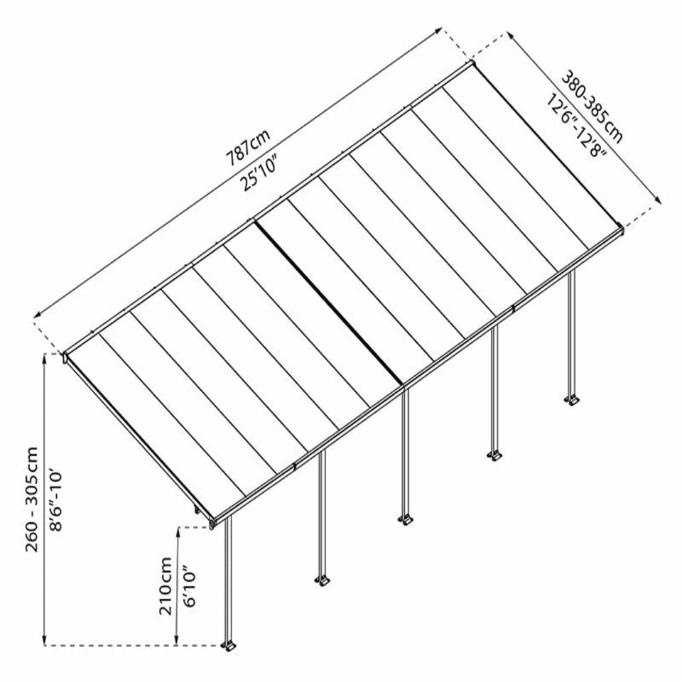 image 1 of Patio Cover Feria 4M Deep 4X7.87 Clear - Polycarbonate - L787 x W385 x H305 - Grey Grey