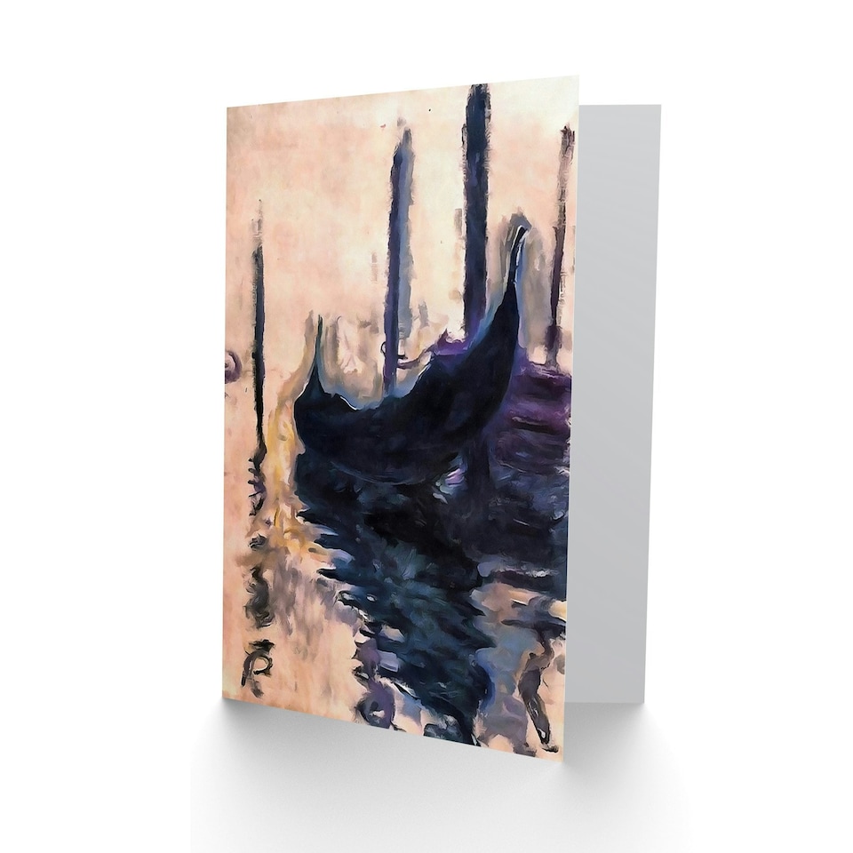 image 1 of Claude Monet Painting Gondola In Venice Art Card