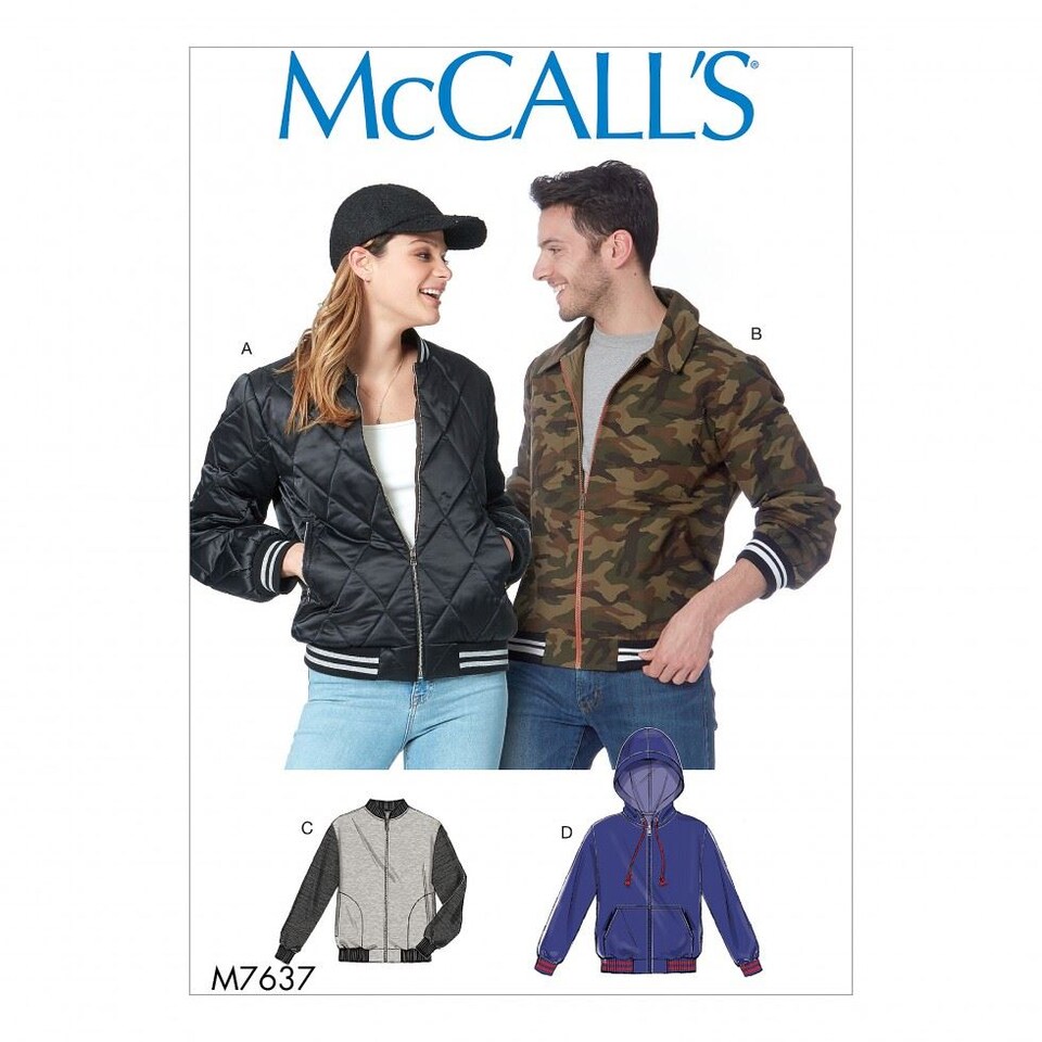 image 1 of McCall's 7637 Paper Sewing Pattern – Men’s & Women’s Jackets & Hoodies, Sizes Xn (XL–XXL–XXXL), Intermediate
