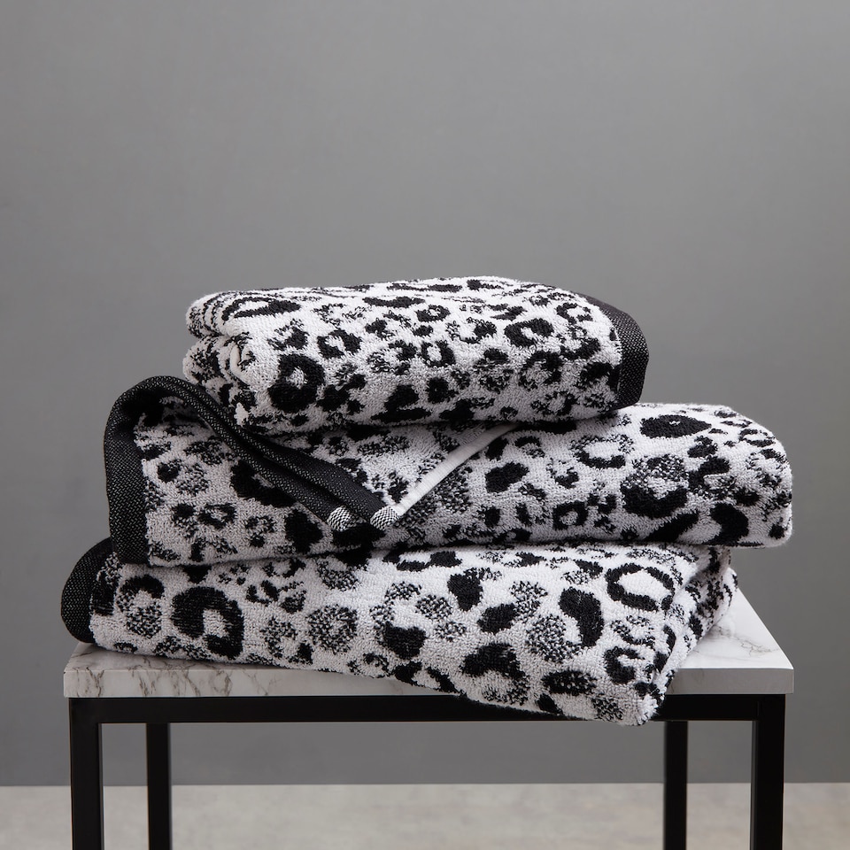 image 1 of Fusion Animal Print Hand Towel Black