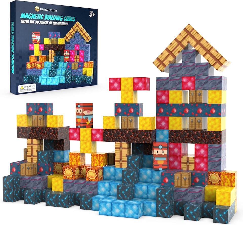 image 1 of Magnetic Cubes for Kids – 3D Building Blocks STEM Toys, Montessori Magnetic Building Blocks for Toddlers, Preschool Learning Toys, Creative Construction Toys for Boys & Girls Ages 3+