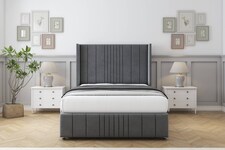 Sloomy Hargrave Armour Coniston Divan Bed With Mattress 2 Drawers Footend With 54" Wingback Headboard & 12" Matching Footboard 6' Super King | Grey | Armour | Super King | 1