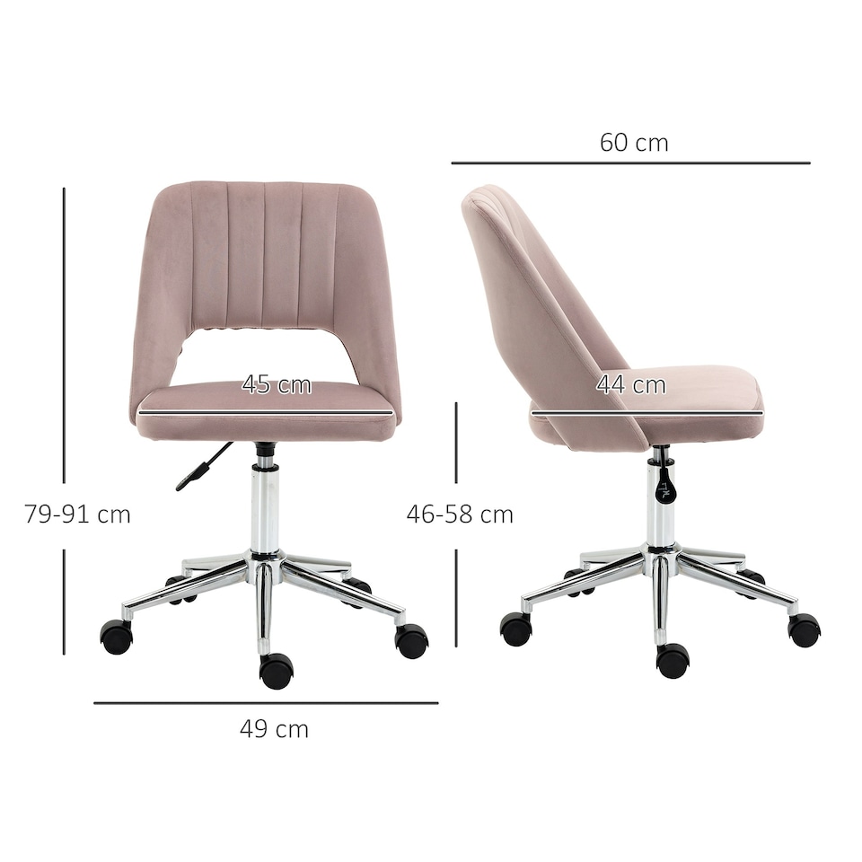 image 1 of Vinsetto Mid-Back Swivel Home Office Chair Scallop Computer Chair Pink