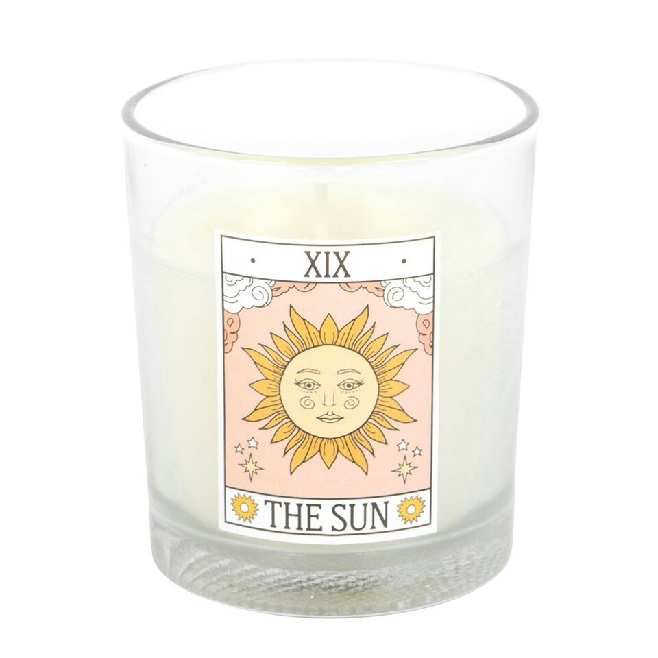 image 1 of The Sun Vintage Tarot Rose Jar Candle White