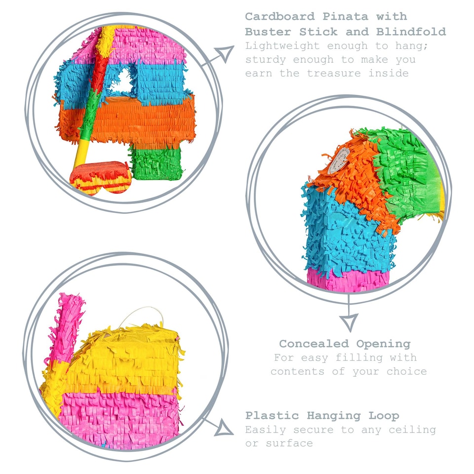 image 1 of Pinatas Number 4 Cardboard Pinata, Stick and Blindfold Set - W35cm x D7.5cm x H50cm - Multi