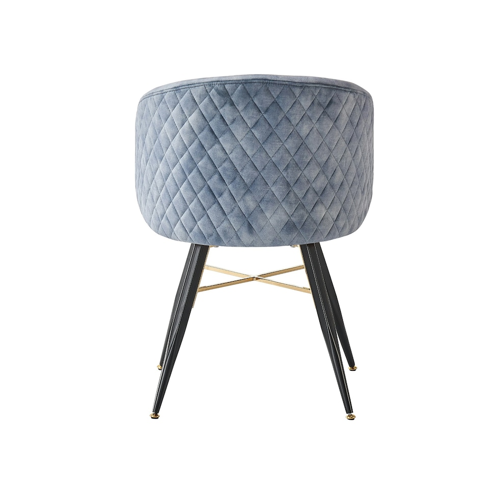 image 1 of Set of 2 Vittorio Velvet Dining Chairs with Black Metal Legs, Quilted Design Modern Accent Chair | Grey