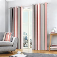 Fusion Whitworth Stripe Eyelet Curtains Blush
