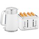 image 1 of HOMCOM 1.7L 3000W Rapid Boil Kettle and 4 Slice Toaster Set Crumb Tray White