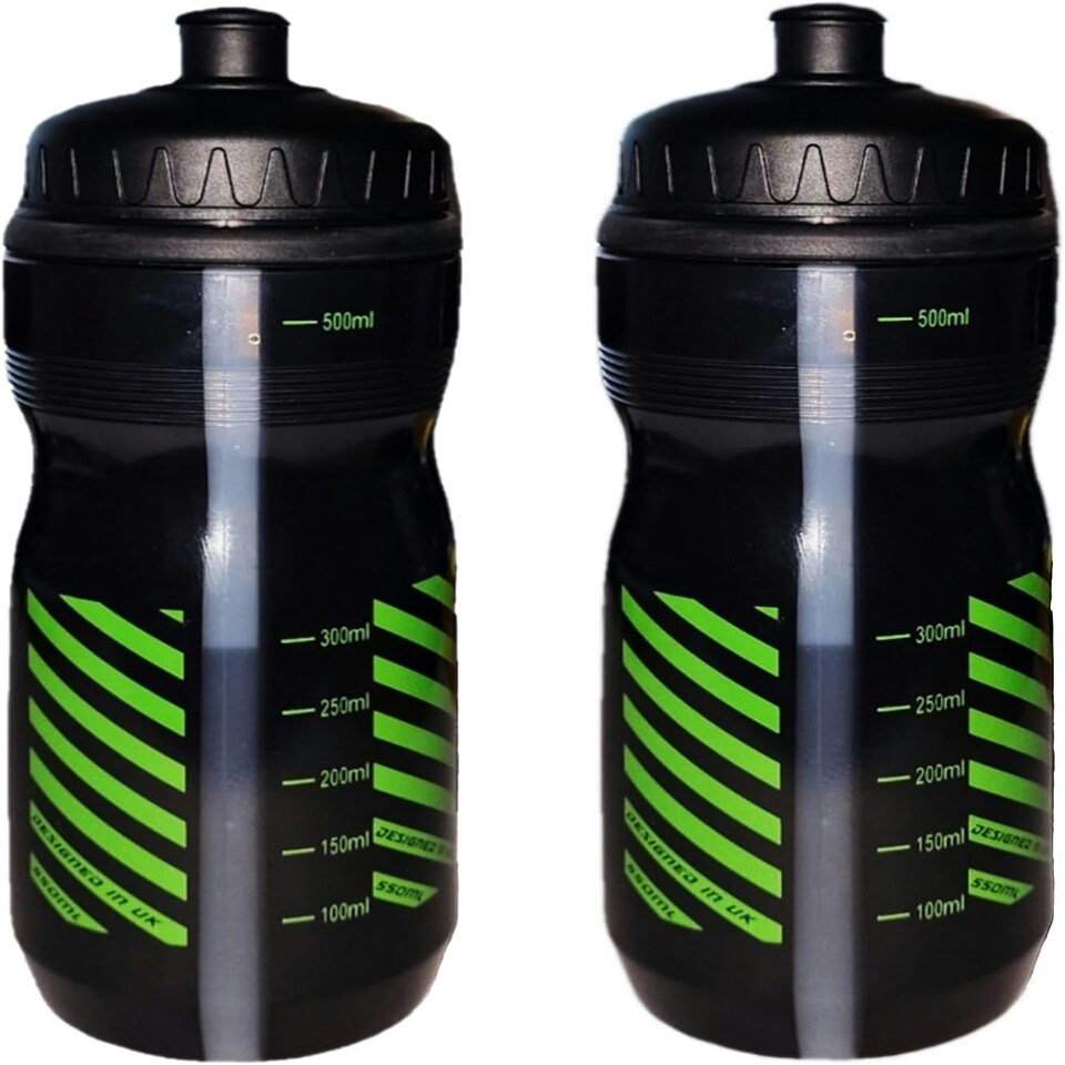 image 1 of AWE 2 x 550ml Bike/Sports 100% BPA Free,Plastic Water Bottles with Measurement Gauge