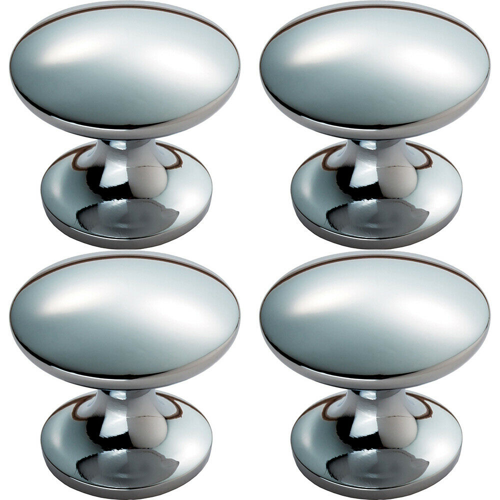 Loops 4x Fingertip Cabinet Door Knob 30mm Diameter Polished Chrome Cupboard Handle