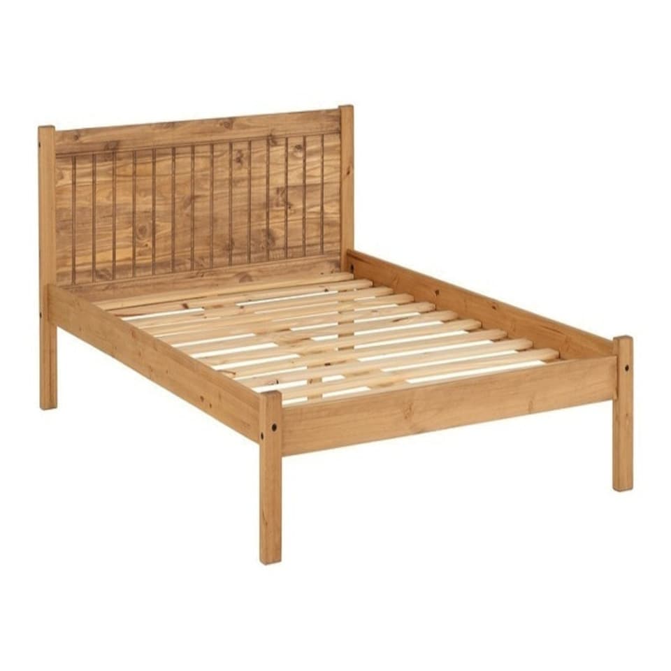 image 1 of Maya 4 Feet 6 Inches Bed Frame - L198.5 x W145 x H85 cm - Distressed Waxed Pine