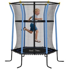 HOMCOM 5.4FT Kids Trampoline with Enclosure Indoor Outdoor | Blue | Blue