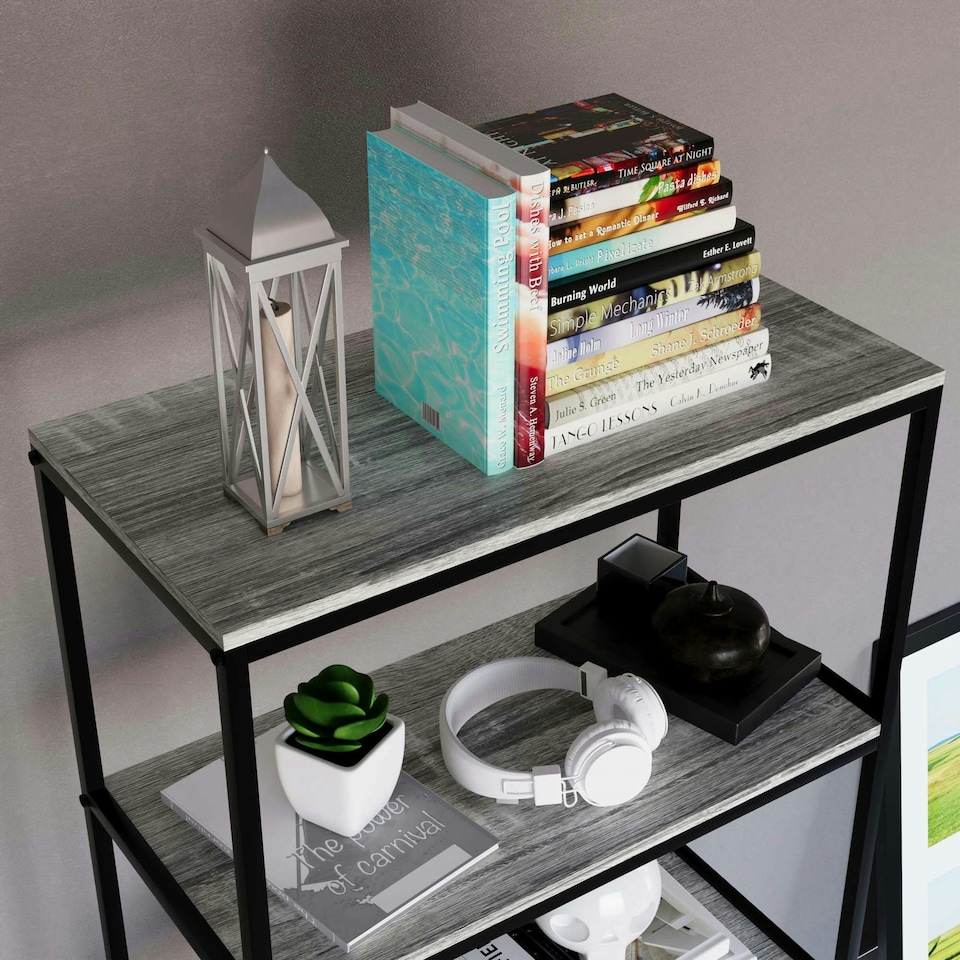 image 1 of Vida Designs Brooklyn 5 Tier Bookcase Industrial Style Display Storage, Grey