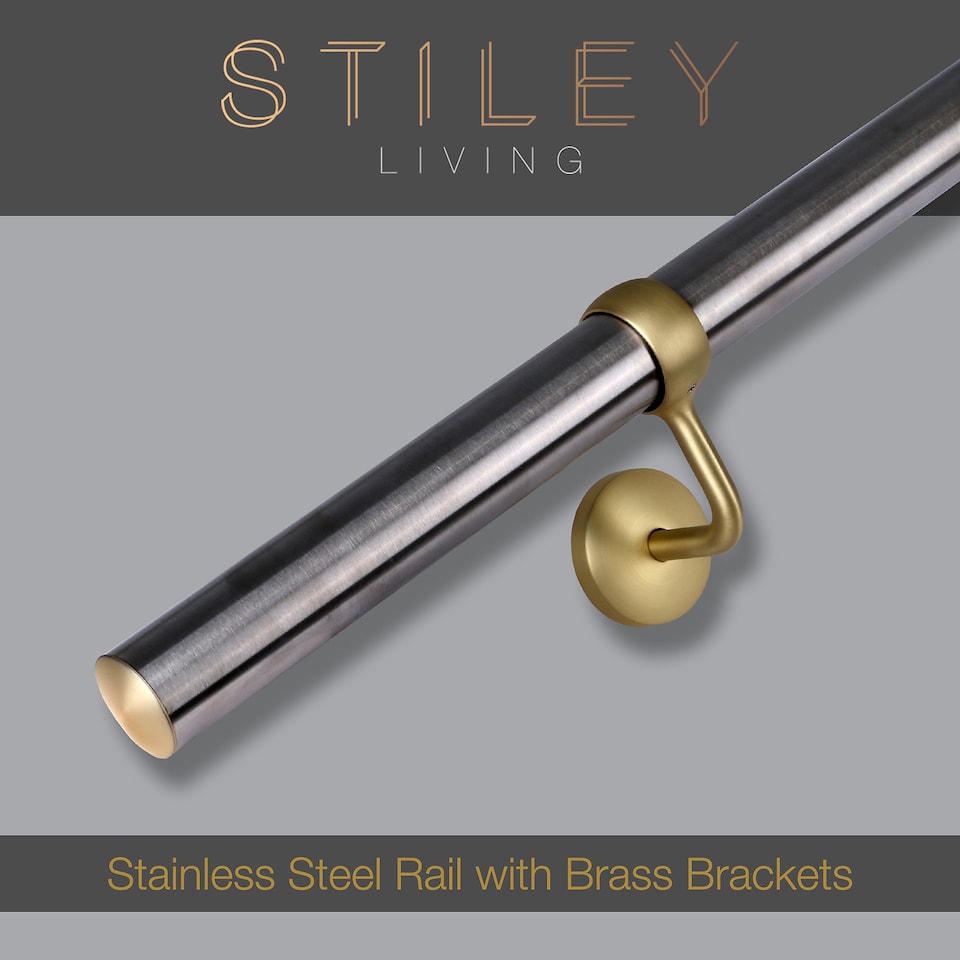 image 1 of Stiley Living Wall Mounted Handrail Kit, Banister System with Brackets and Fixings