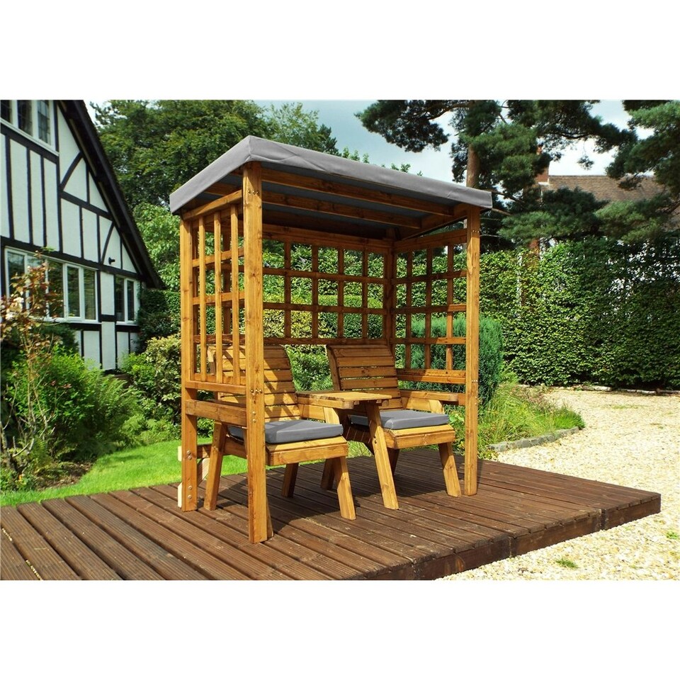 image 1 of Traditional Harvey Twin Seat Arbour with 2 x Chair Cushion Grey