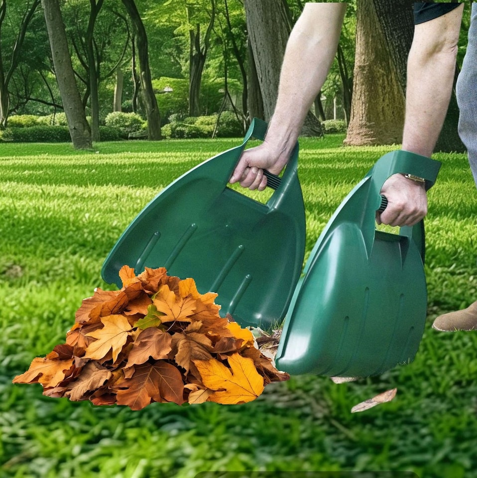 image 1 of Garden Leaf Grabber Scoops  Large Heavy Duty Green Debris Scoops With Handles | Green | Green | 1