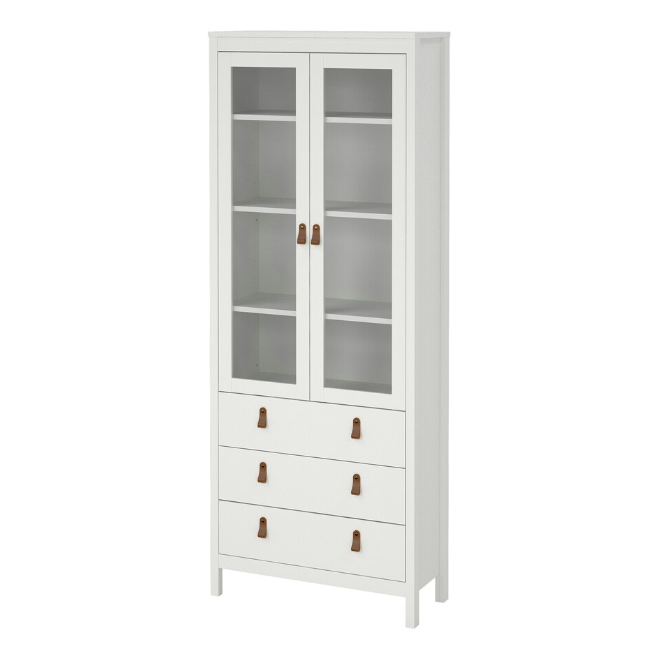 image 1 of Barcelona China Cabinet 2 Glass Doors with 3 Drawers in White