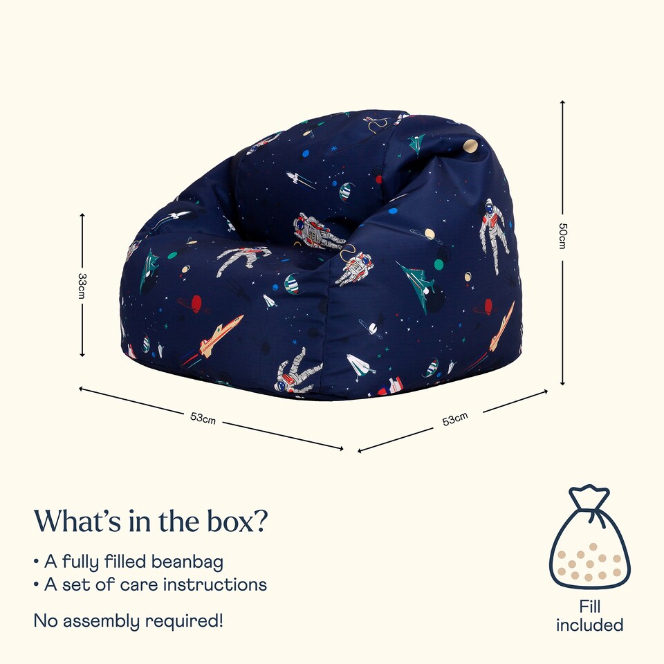 image 1 of Kids Lost In Space Bean Bag Chair Navy Blue Childrens Bean Bags | Blue | Navy Blue | 1