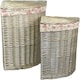 image 1 of Antique Wash Corner Linen Basket Set 2 With Garden Rose Lining | Multi | Garden Rose