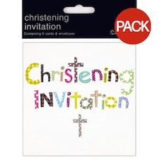 Simon Elvin Christening Invitations with Envelopes (Pack of 6) - Multicoloured - One Size