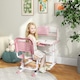 image 7 of ZONEKIZ Height Adjustable Kids Desk and Chair Set, with Drawer, Bookshelf Grey