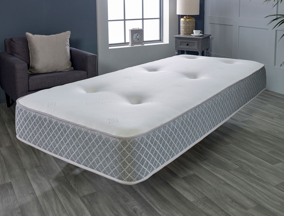 image 1 of Nebraska Tufted Hybrid Mattress - Soft Feel Cool Touch Quilted Sleep Surface | Grey | European King Size