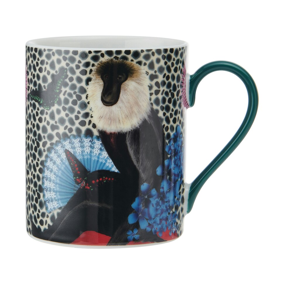 image 1 of Mikasa x Sarah Arnett Porcelain Mug, 350ml, Monkey Print Multi