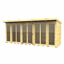16ft x 7ft Pent Summer House (Full Height Window) - Wood - L214 x W474 x H201 cm Brown