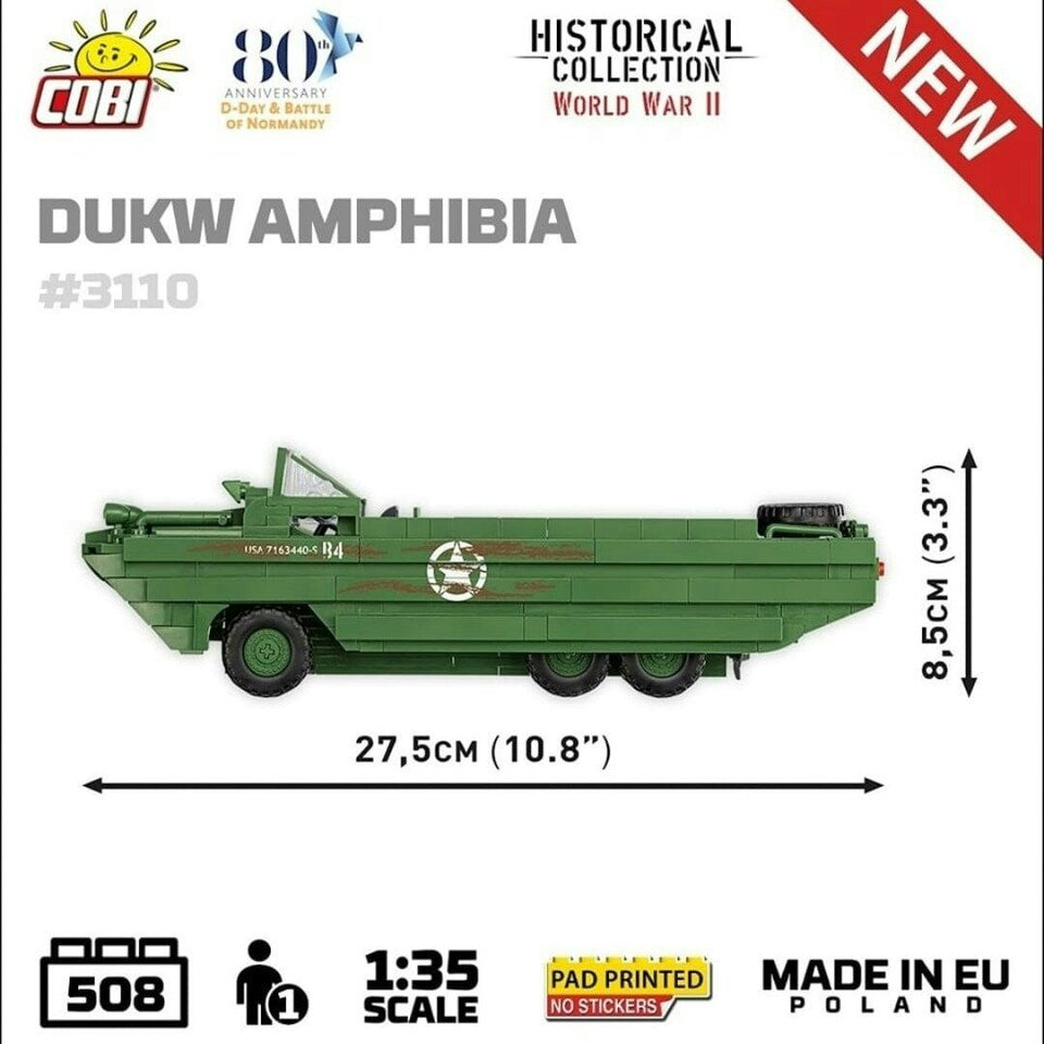 image 1 of DUKW Amphibia- COBI 3110 - 508 brick amphibious car