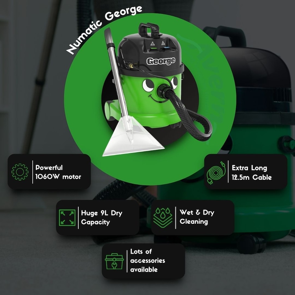 image 1 of Numatic George Carpet Cleaner 3 in 1 Upholstery Vacuum Cleaner - 3 Years Warranty
