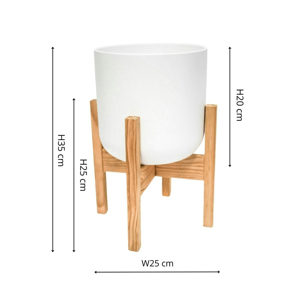 image 1 of Lisbon Pot and Stand - Ceramic - D26 cm - White | White