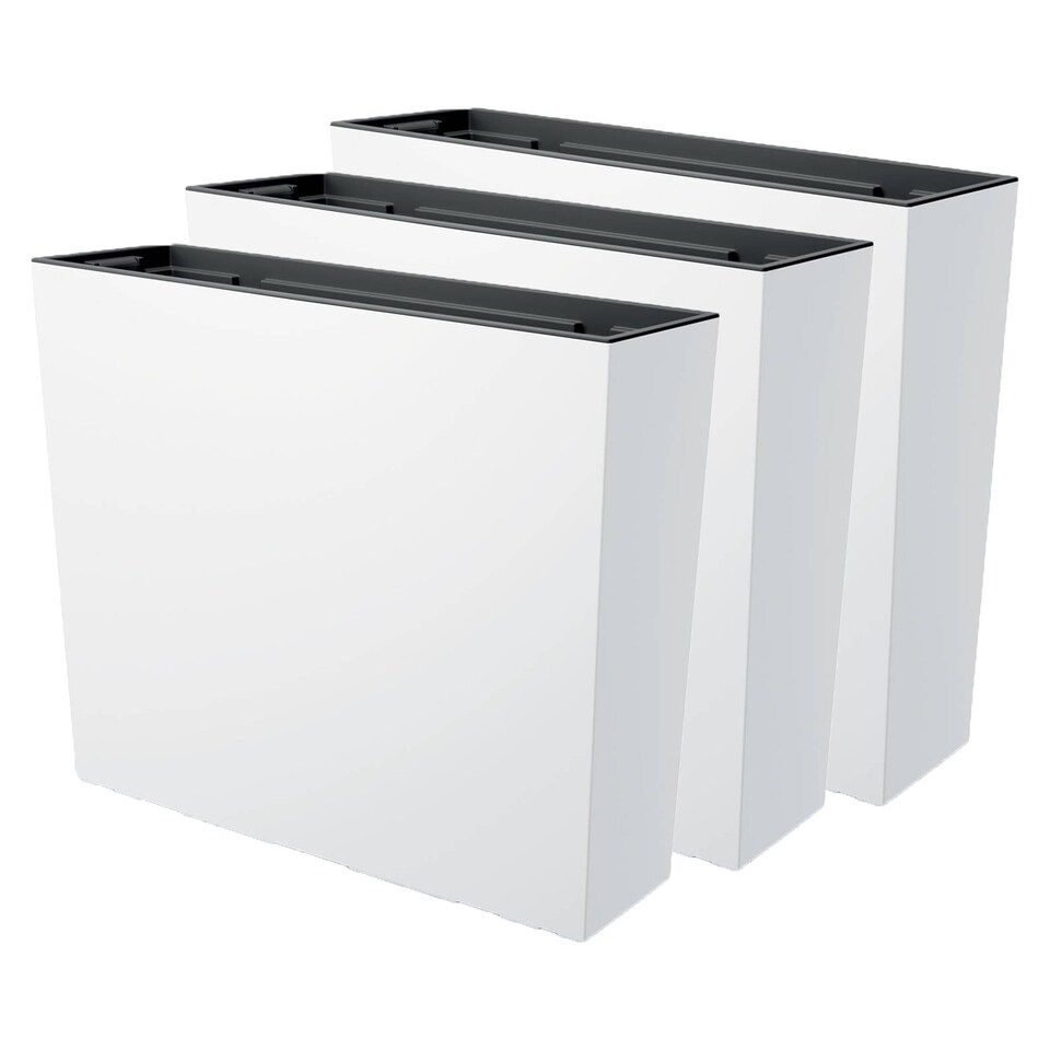 image 1 of 58cm Urbi Case Tall Rectangular Planter | White | White & Set of 3 | 3