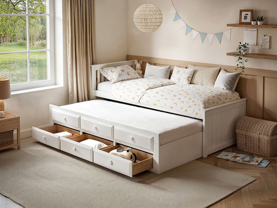 image 1 of Flair Montana Captain's Bed with Drawers & Trundle White