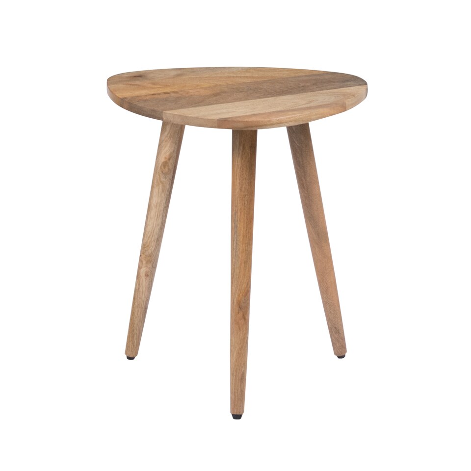image 1 of MH London Tora Triangle Side Table, Mango Wood End Table with Tripod Legs
