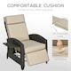 image 6 of Outsunny Garden Recliner w/ Cushion, Reclining Rattan Chair, Khaki/Brown