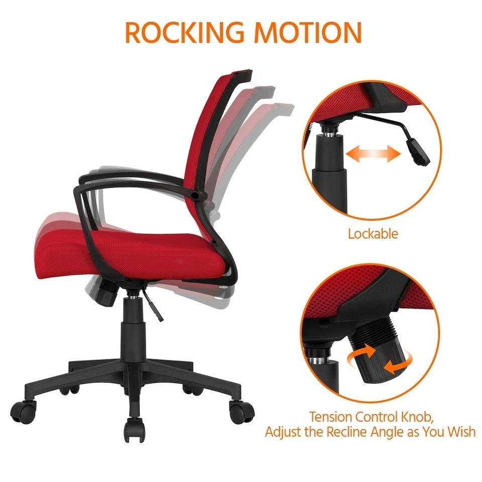 image 1 of Yaheetech Ergonomic Mesh Office Chair Mid-Back 360° Rolling Casters Red