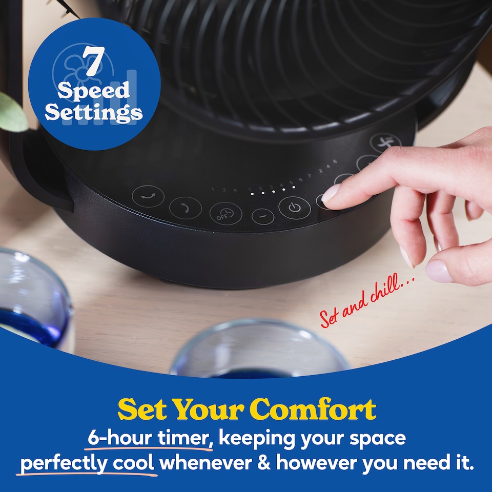 image 1 of Russell Hobbs 9” Desktop Circulator Fan with 7 Speed Settings Black RHDCF1001B