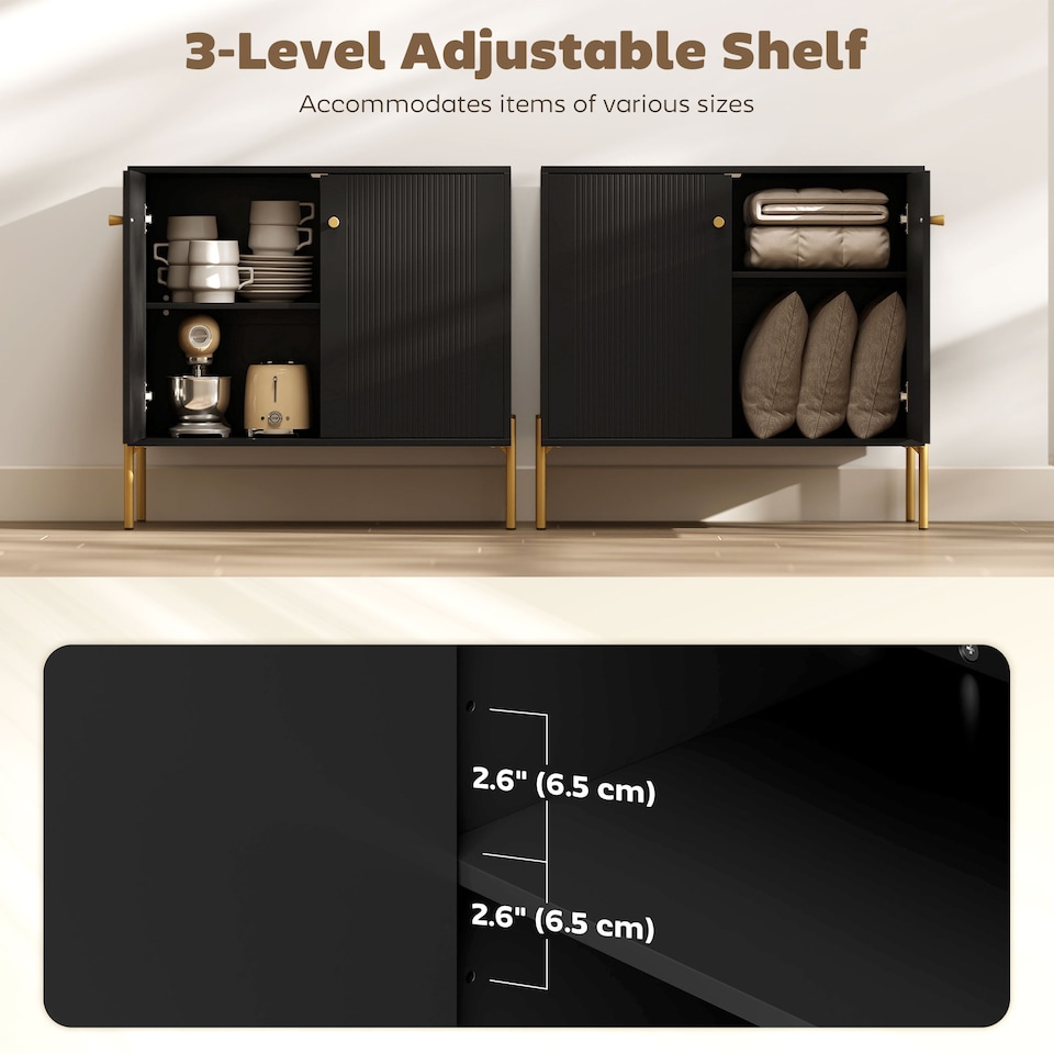 image 1 of HOMCOM Modern Sideboard Buffet Cabinet with Fluted Doors, Coffee Bar Cabinet