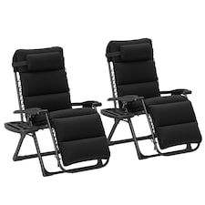 Outsunny 2 Pieces Zero Gravity Chairs, Reclining Folding Sun Lounger, Black 