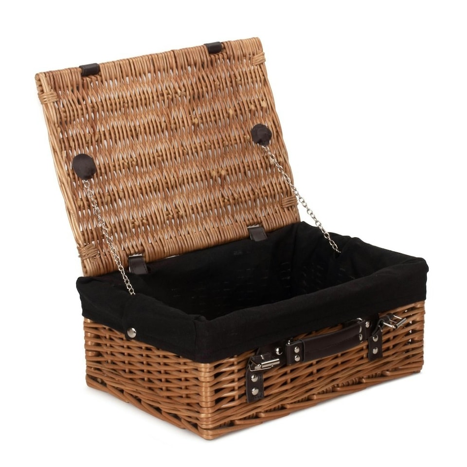 image 1 of 36cm Double Steamed Wicker Picnic Basket with Lining Red | Red | One Size