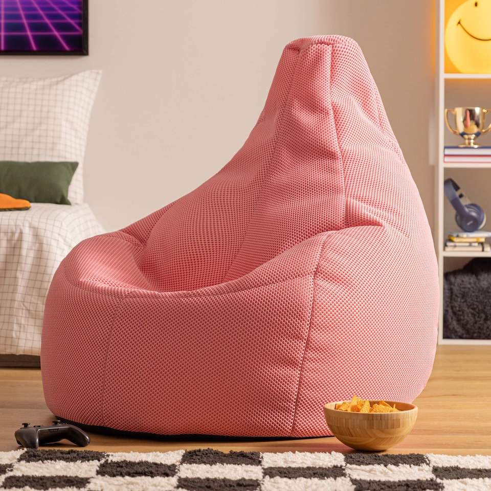 image 1 of Icon Gaming Performance Mesh XL Recliner Bean Bag, Pink