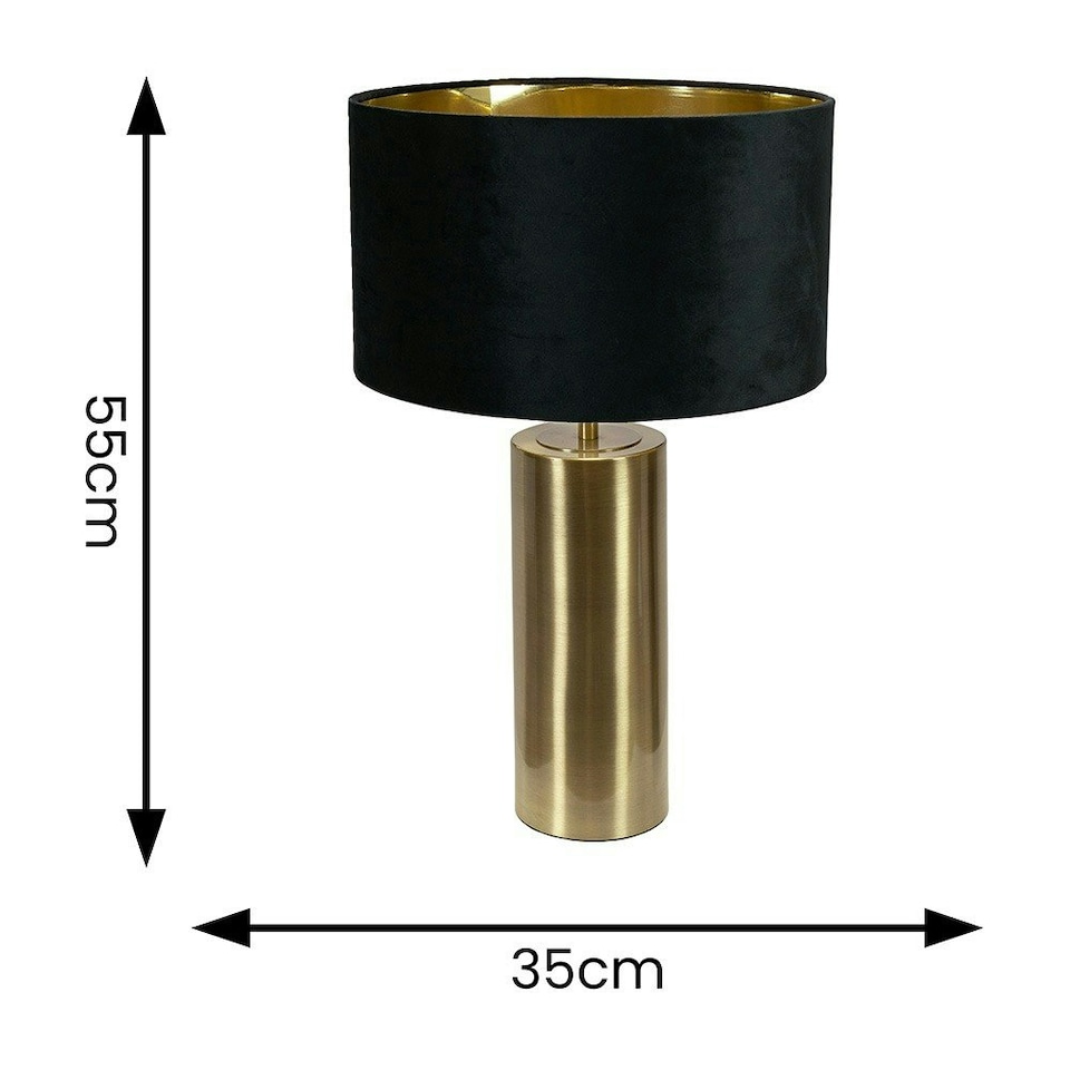 image 1 of ValueLights Lexy Gold Touch Table Lamp with Black Velvet with Gold Inner Lamp Shade | Black