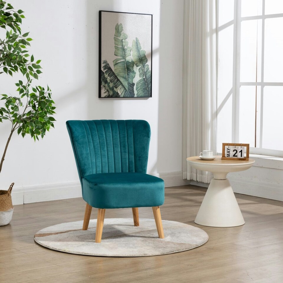 image 1 of Arezza Velvet Accent Chair - Teal