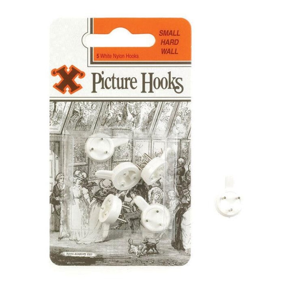 X Hard Wall Hooks Small White Nylon 5pk - One Colour - One Size