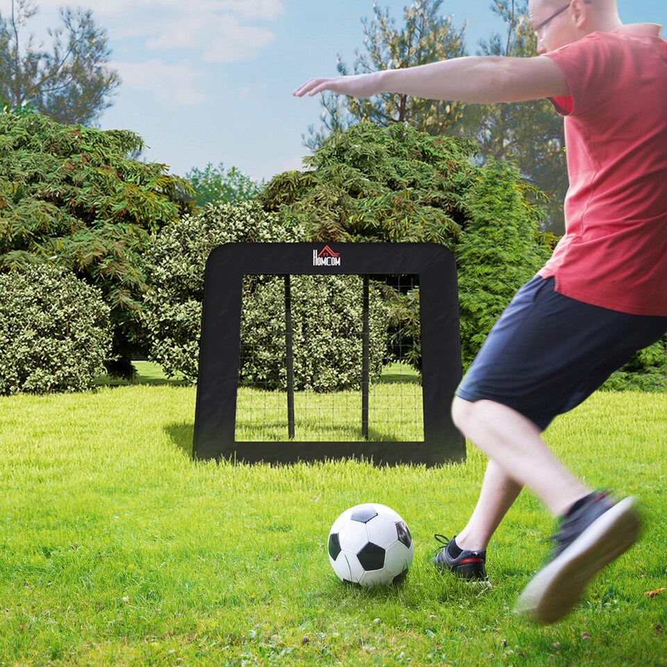 image 1 of HOMCOM Football Training Net, Target Goal W/ Adjustable Angles - Black | Black | Black