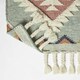 image 5 of Homescapes Tenali Blue Kilim Runner Wool Rug - 66 x 200 cm | Blue | Blue and White | 66 x 200 cm