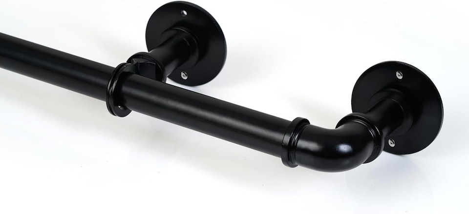 image 1 of Lister Cartwright 25mm Obsidian Black Industrial Pipe Extendable Curtain Pole Heavy Duty Metal Curtain Rod(120-210 cm)