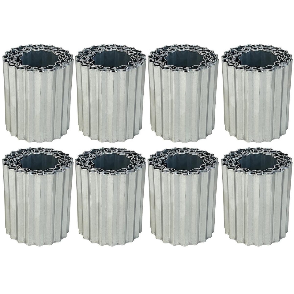 image 1 of Galvanised Metal Corrugated Garden Lawn Edging (5m x 16.5cm) - 8 Rolls
