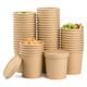 image 1 of ECONX 16oz Disposable Soup Containers with Lids Paper Bowl Takeaway Tubs for Hot or Cold Food 25pc
