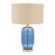 image 4 of ValueLights Leigh Navy Blue and Gold Table Lamp Beige Gold Shade & Bulb | Cream